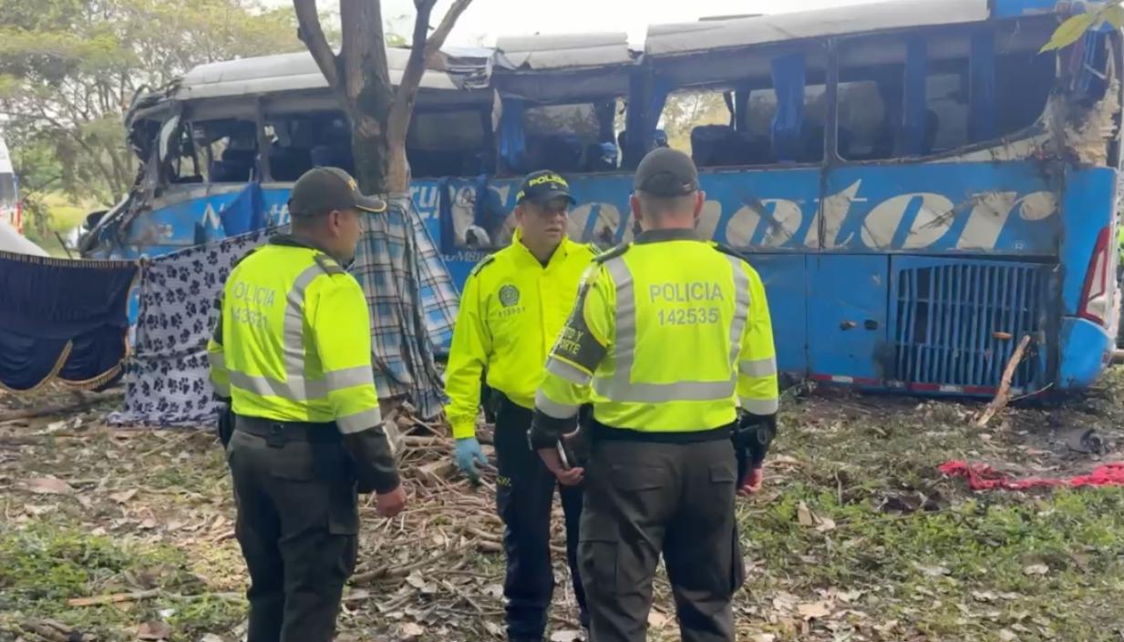 El bus involucrado en el accidente. 