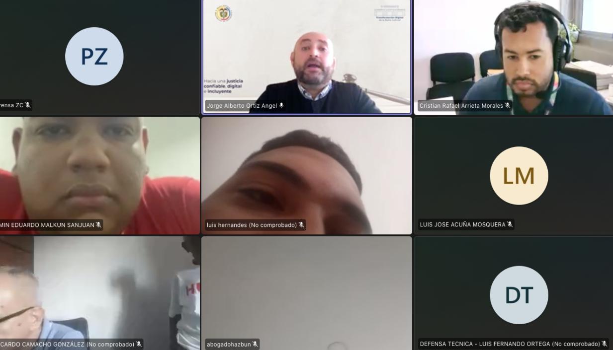 Aspecto de la audiencia de este viernes ante el Juzgado 14 Penal Municipal con control de Garantías. 