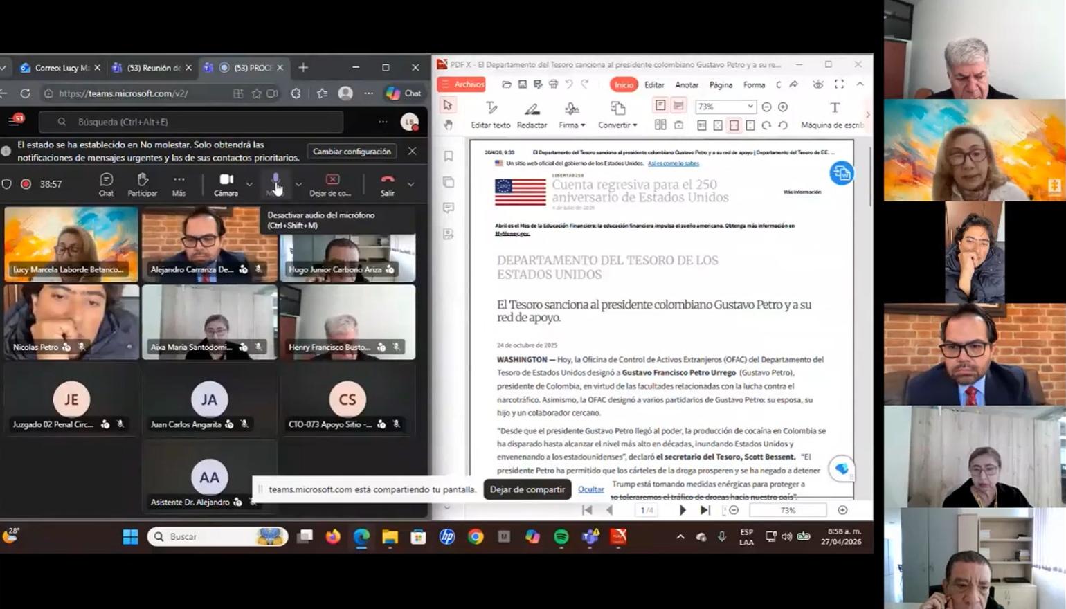 Audiencia preliminar de juicio a Nicolás Petro