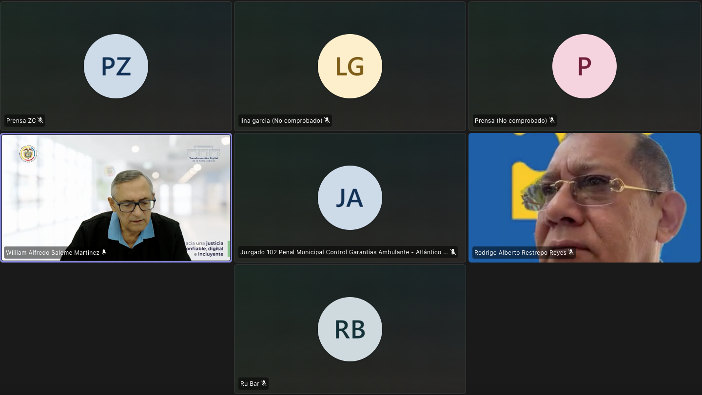 Aspecto de la audiencia que fue instalada este jueves, pero no pudo continuar por no conexión de la defensa y del imputado. 