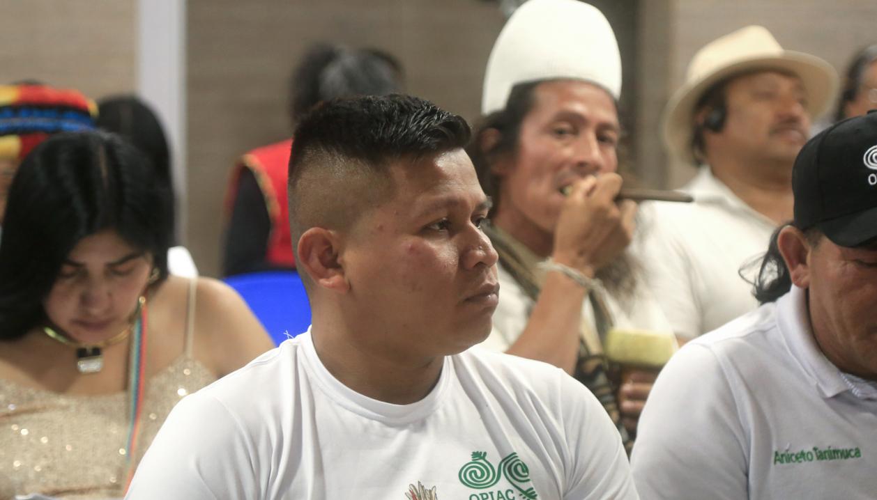 Indígenas participan en la conferencia la 'Ruta de los Pueblos Indígenas por la Transición más allá de los Combustibles Fósiles'.