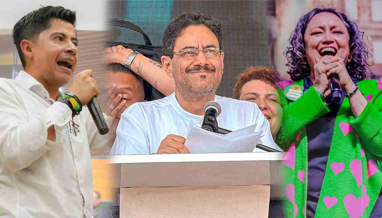 El senador Ariel Ávila, el candidato Iván Cepeda y la senadora Angélica Lozano.