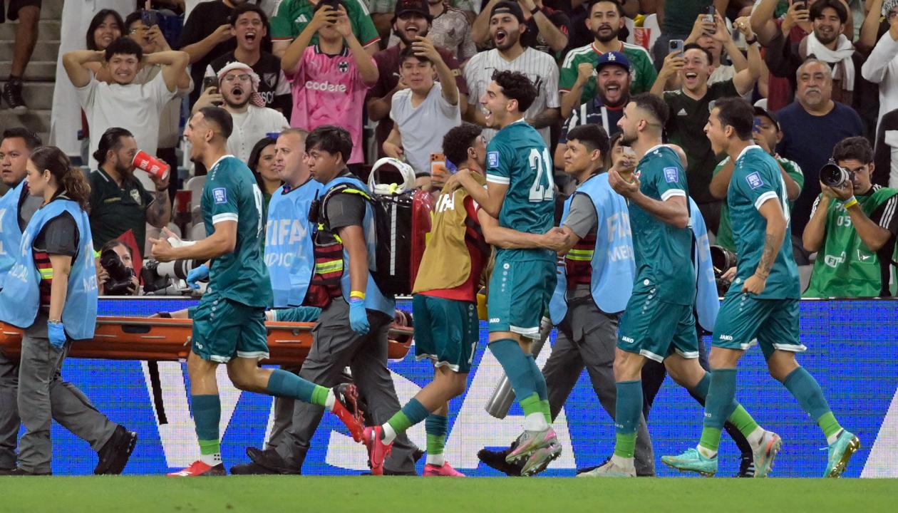 La celebración de los jugadores de Irak.