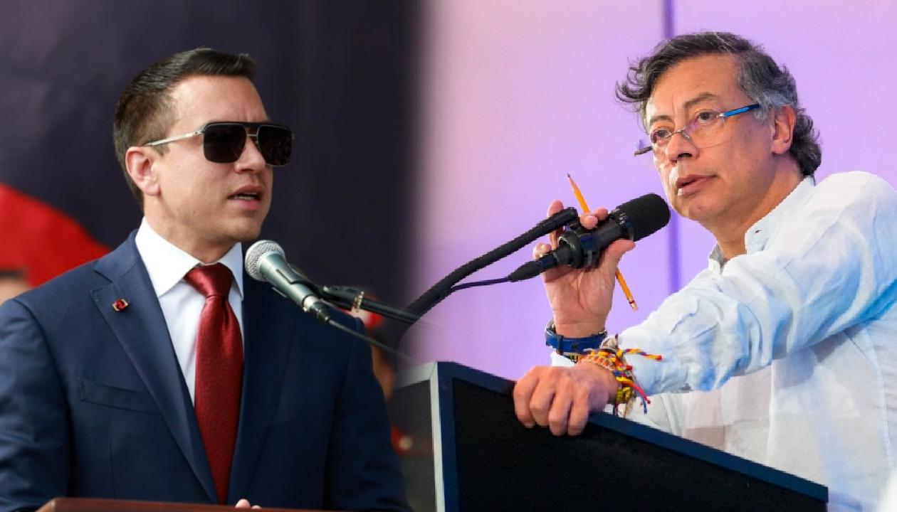 Daniel Noboa y Gustavo Petro, presidentes de Ecuador y Colombia, respectivamente. 