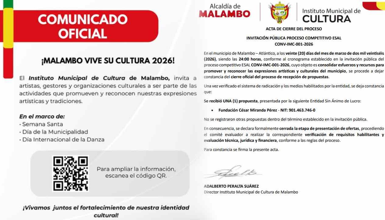 Publicación de convenio y acta de cierre del proceso.