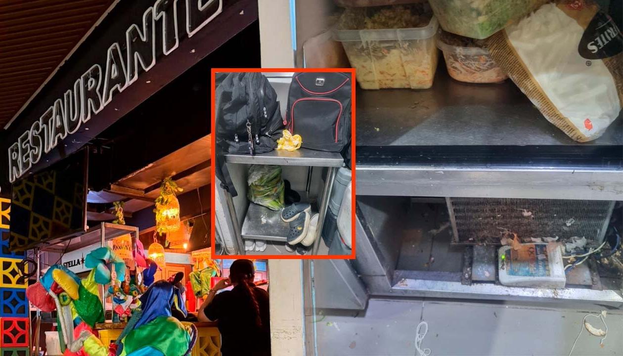 Restaurante cerrado y las zonas de almacenamiento de alimentos.