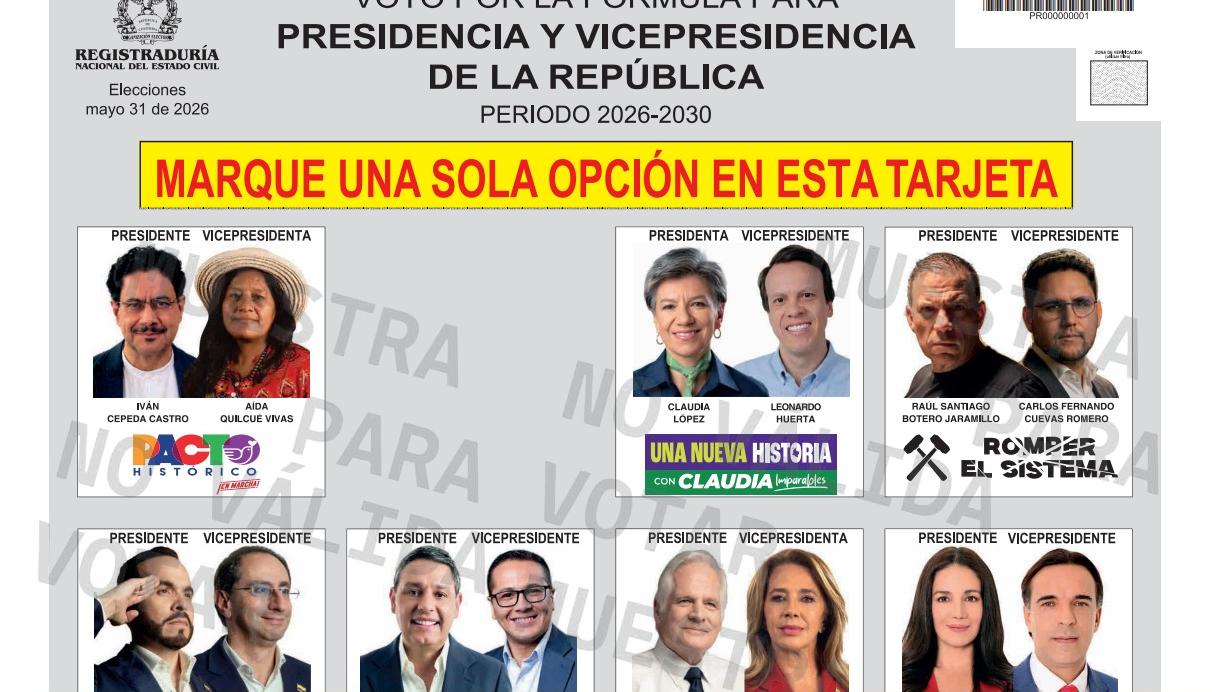La primera parte del tarjetón electoral.