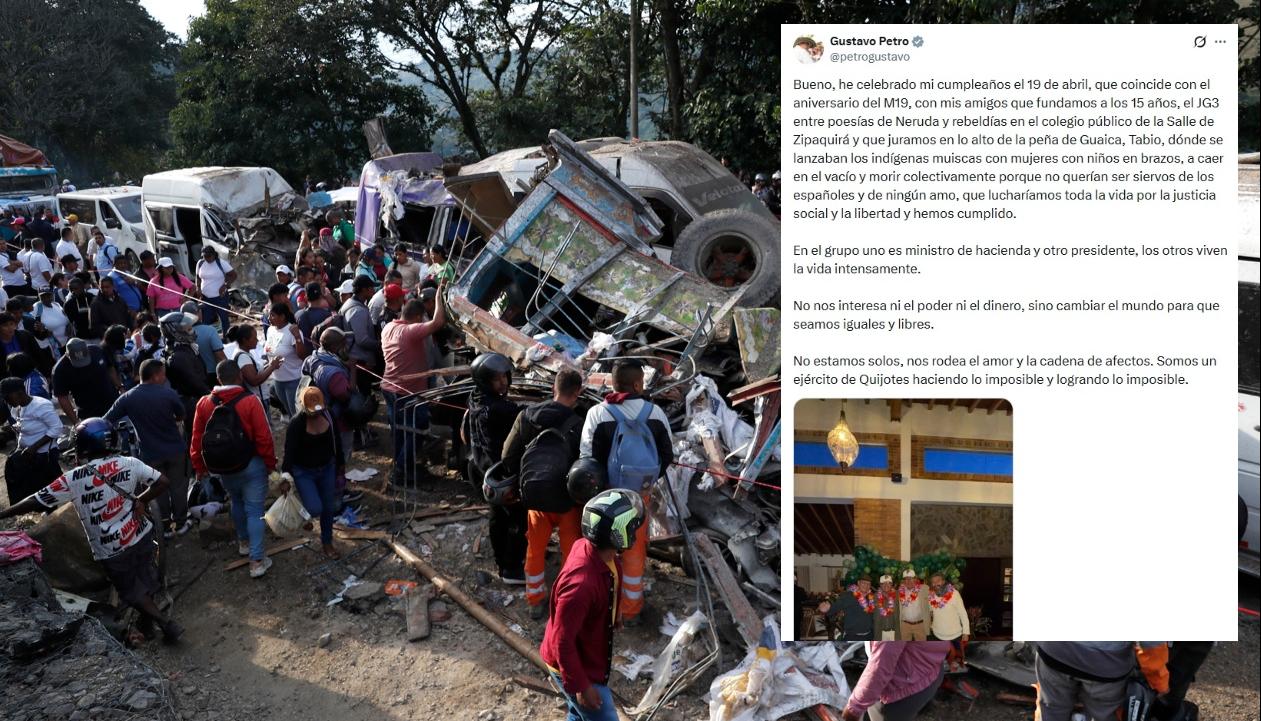 Lugar del atentado en la Vía Panamericana y el trino de Petro.