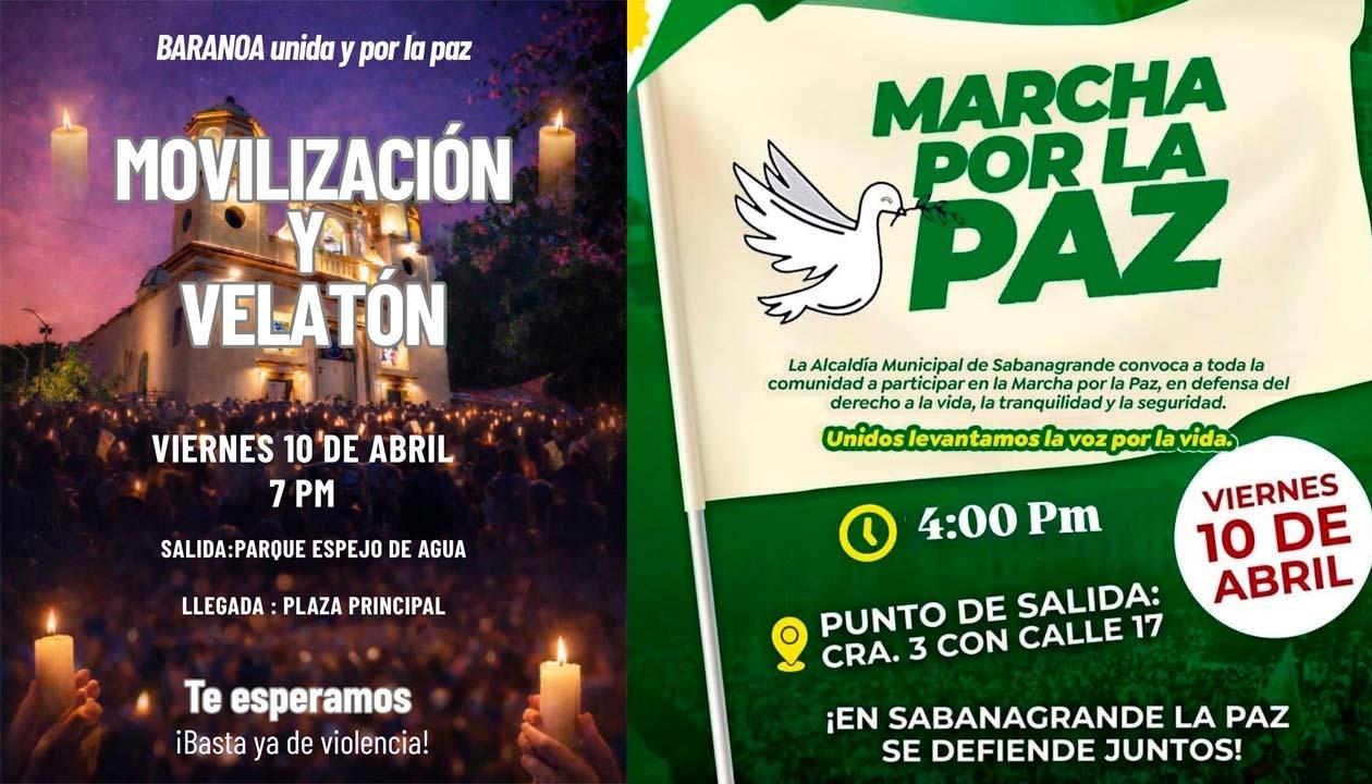 Velatón en Baranoa y Sabanagrande.