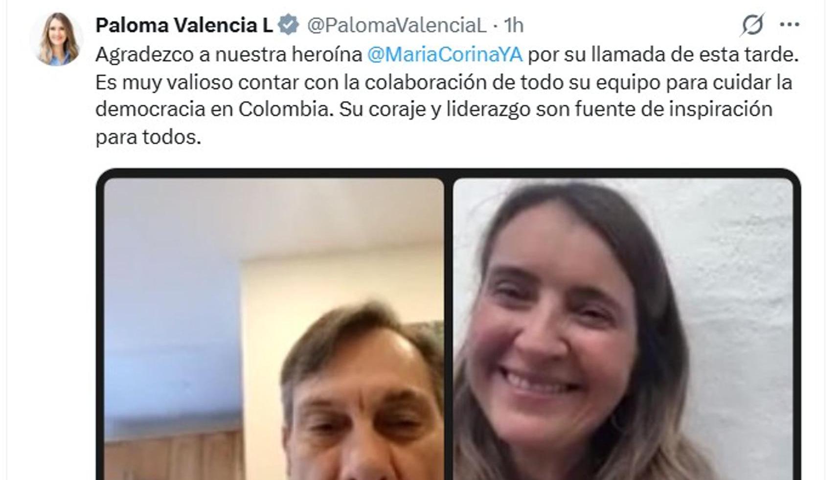 Videollamada de Paloma Valencia y María Corina Machado