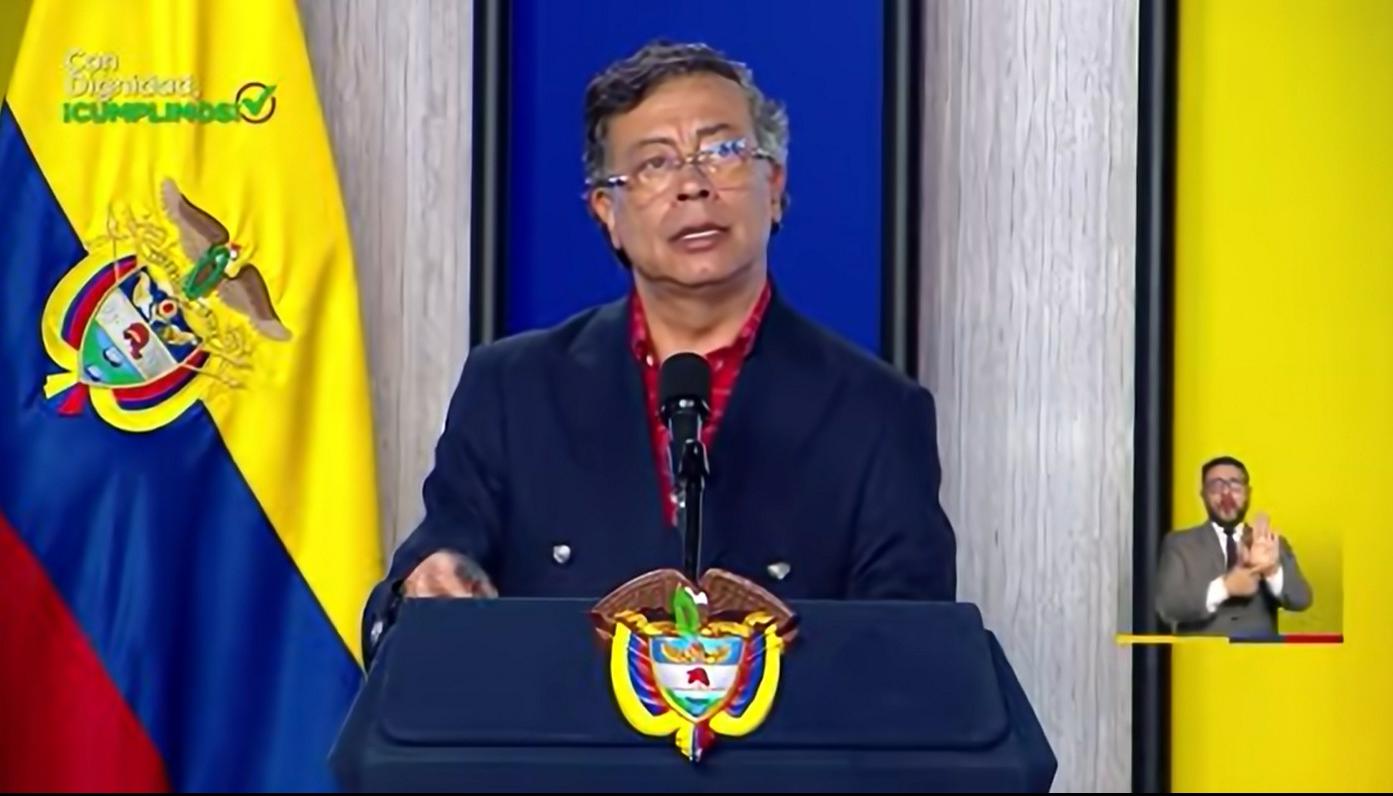 Gustavo Petro en alocución presidencial.