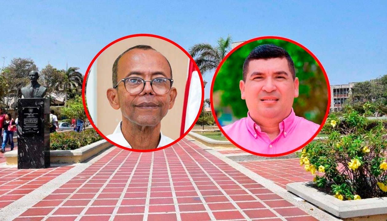 Rafael Castillo, rector de la Uniatlántico, y Salomón Mejía, exjefe de Talento Humano.