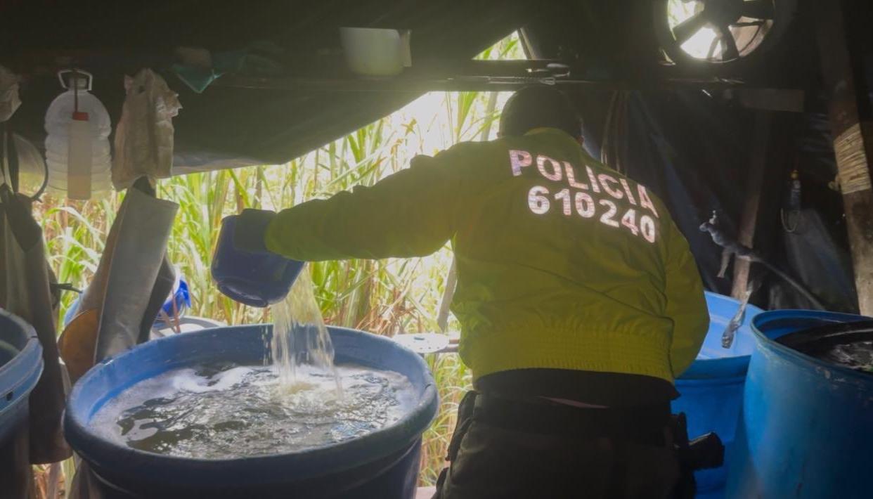 Autoridades durante el operativo de incautación de droga. 