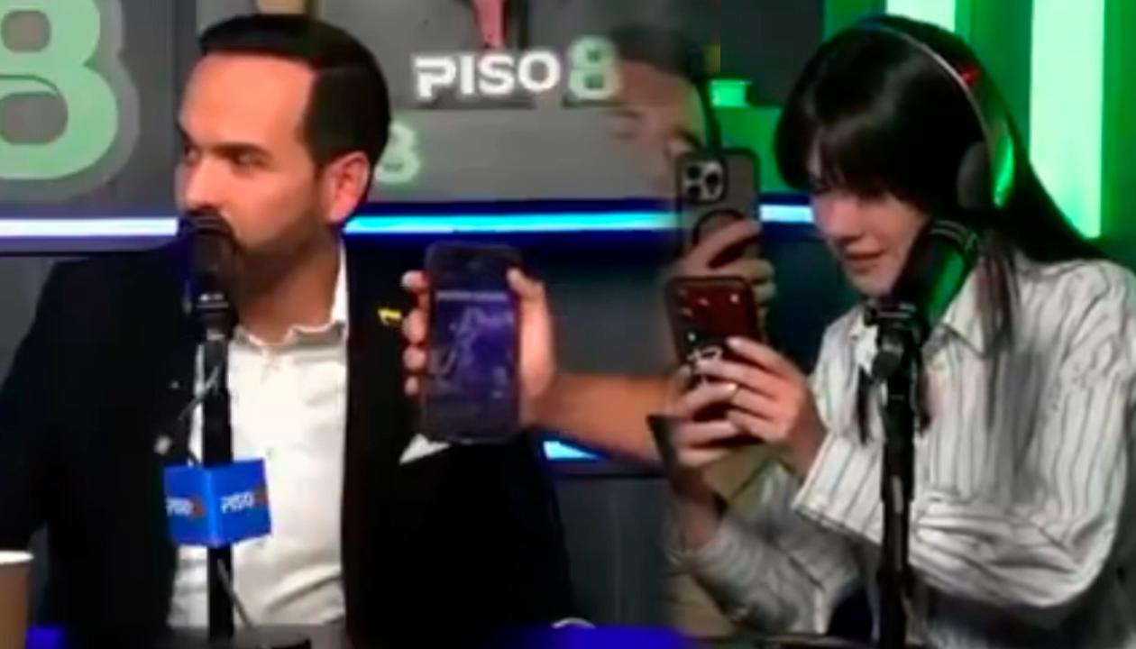 El candidato Abelardo De La Espriella y la periodista Laura Rodríguez.