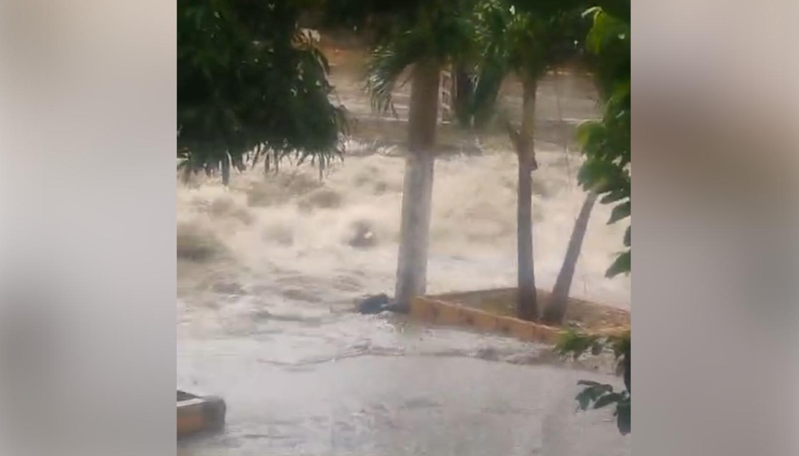 Sector donde iba siendo arrastrado el joven por la corriente del arroyo El Salao. 