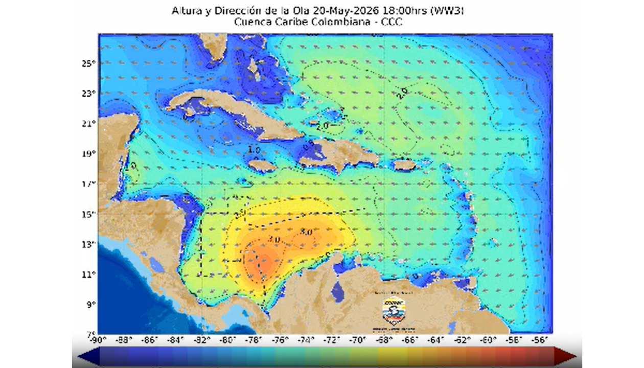 Mapa de pronóstico meteorológico y oceanográfico.