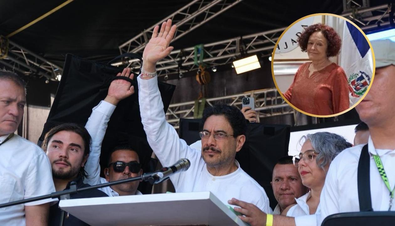 El candidato Iván Cepeda y la embajadora de Colombia en Haití, Vilma Velásquez Uribe.