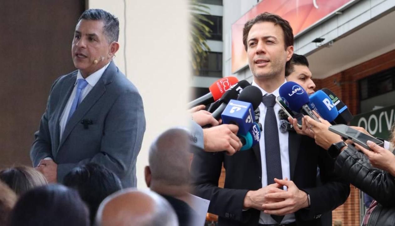 El agente interventor de la Nueva EPS, Jorge Iván Ospina, y el Supersalud, Daniel Quintero.