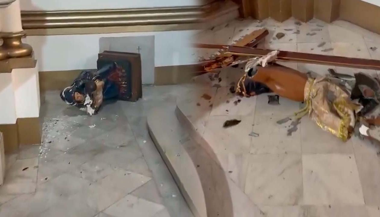 Las figuras religiosas destruidas. 