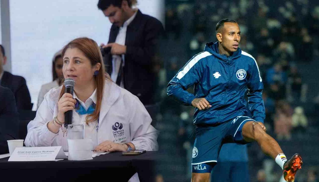 La defensora Iris Marín Ortiz y Sebastián Villa.
