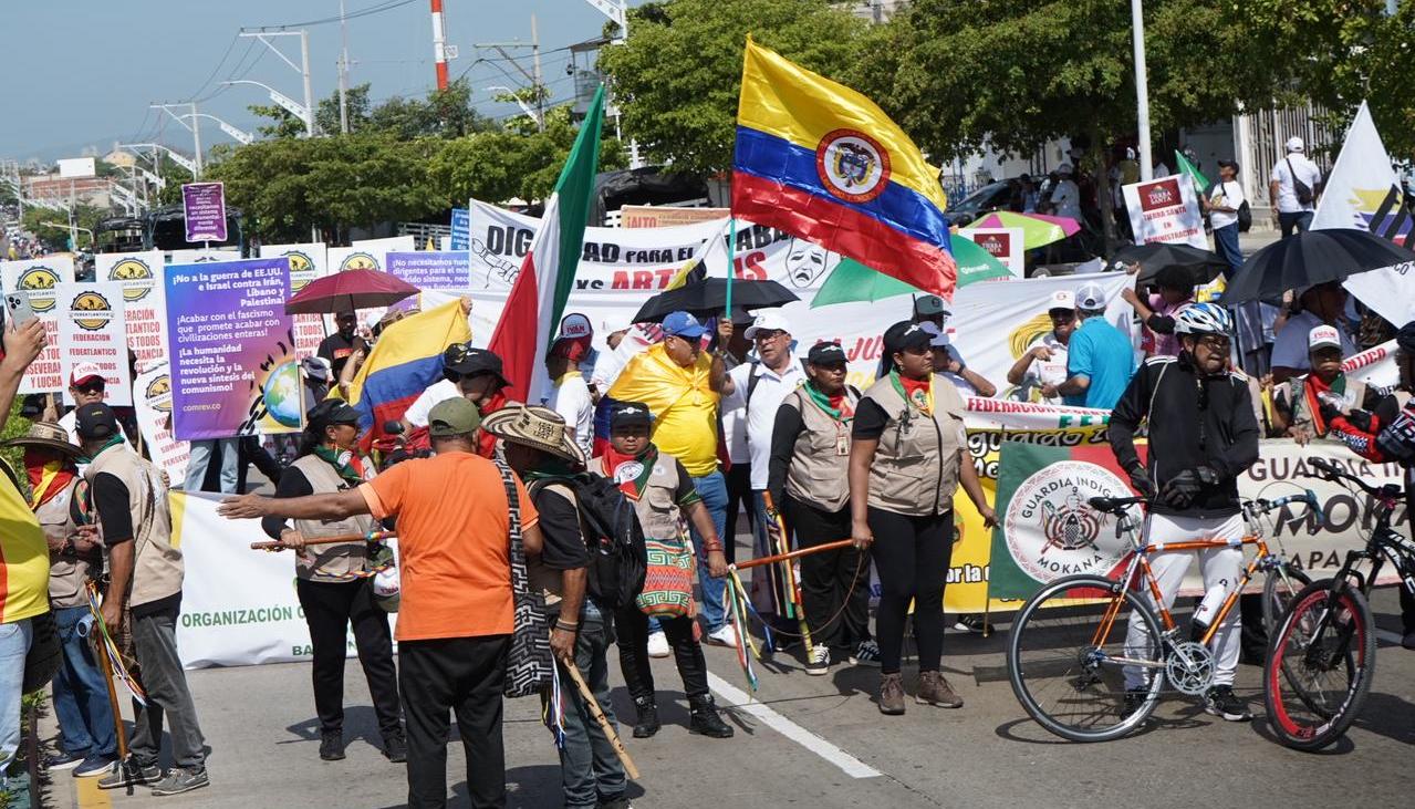 Marcha por el Día del Trabajo en Barranquilla.