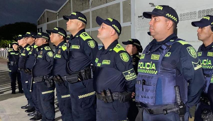 Fuerte dispositivo de seguridad de la Policía.