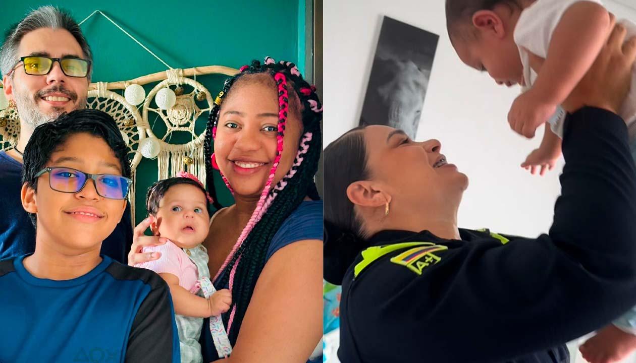 Alejandra Otero junto a su hijo y Febe Merab en compañía de su familia. 