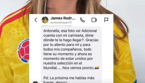 Antonella y el mensaje de James Rodríguez.