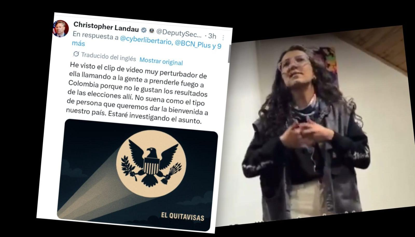 Captura del X de Cristopher Landau y Viviana Marín Carmona.