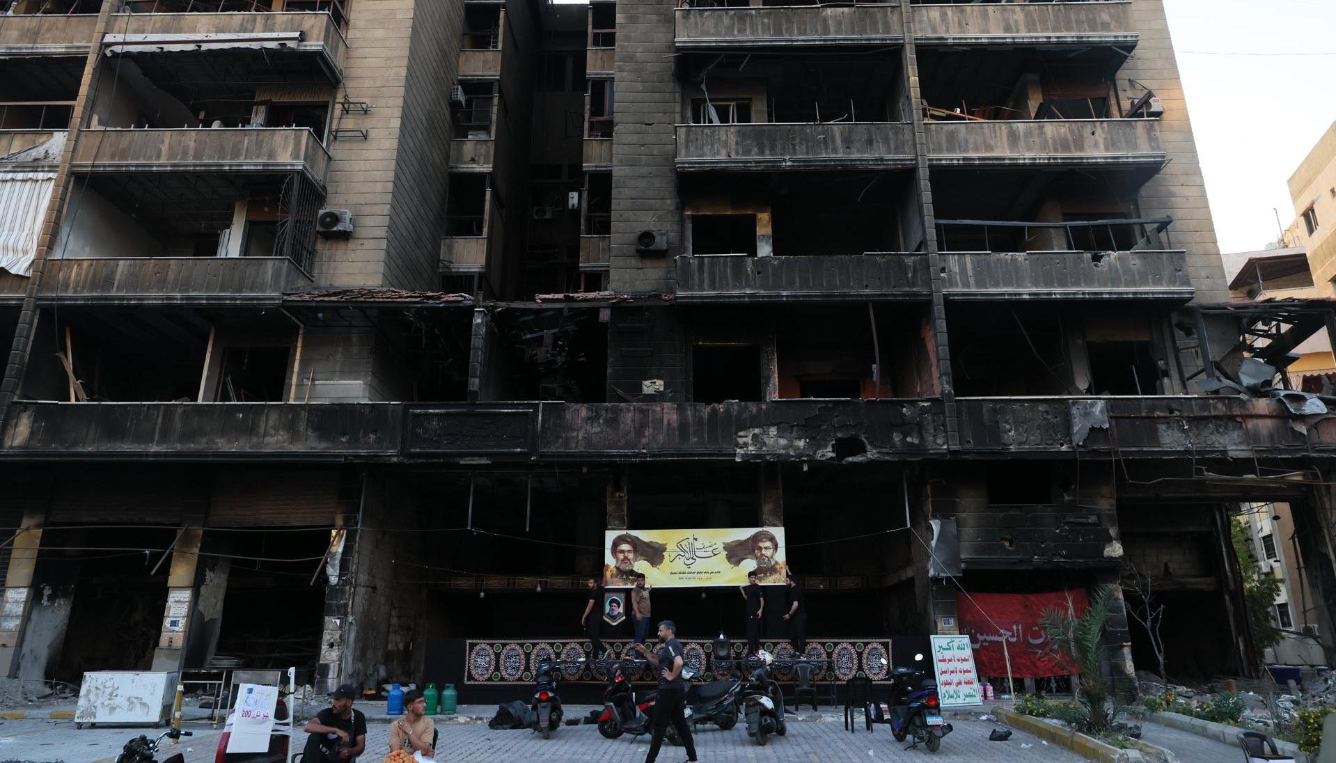 Edificio destruido en Beirut por ataque israelí.
