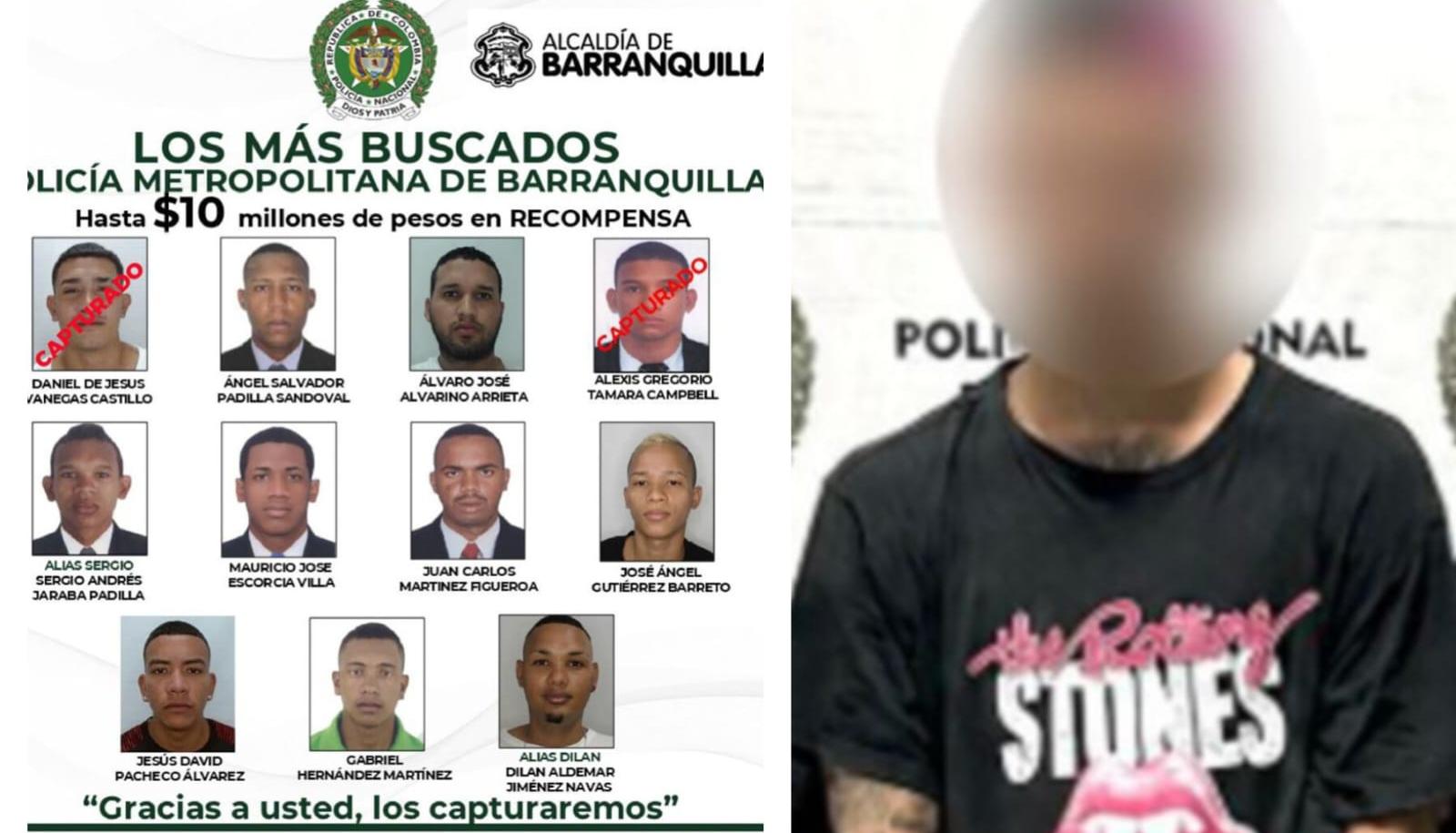 El cartel de la Policía Nacional y Daniel De Jesús Vanegas capturado