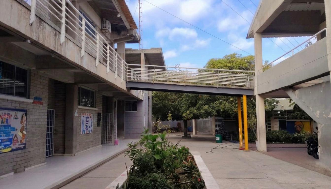 El lugar de la Institución Educativa Distrital Denis Herrera De Villa donde ocurrió la pelea.