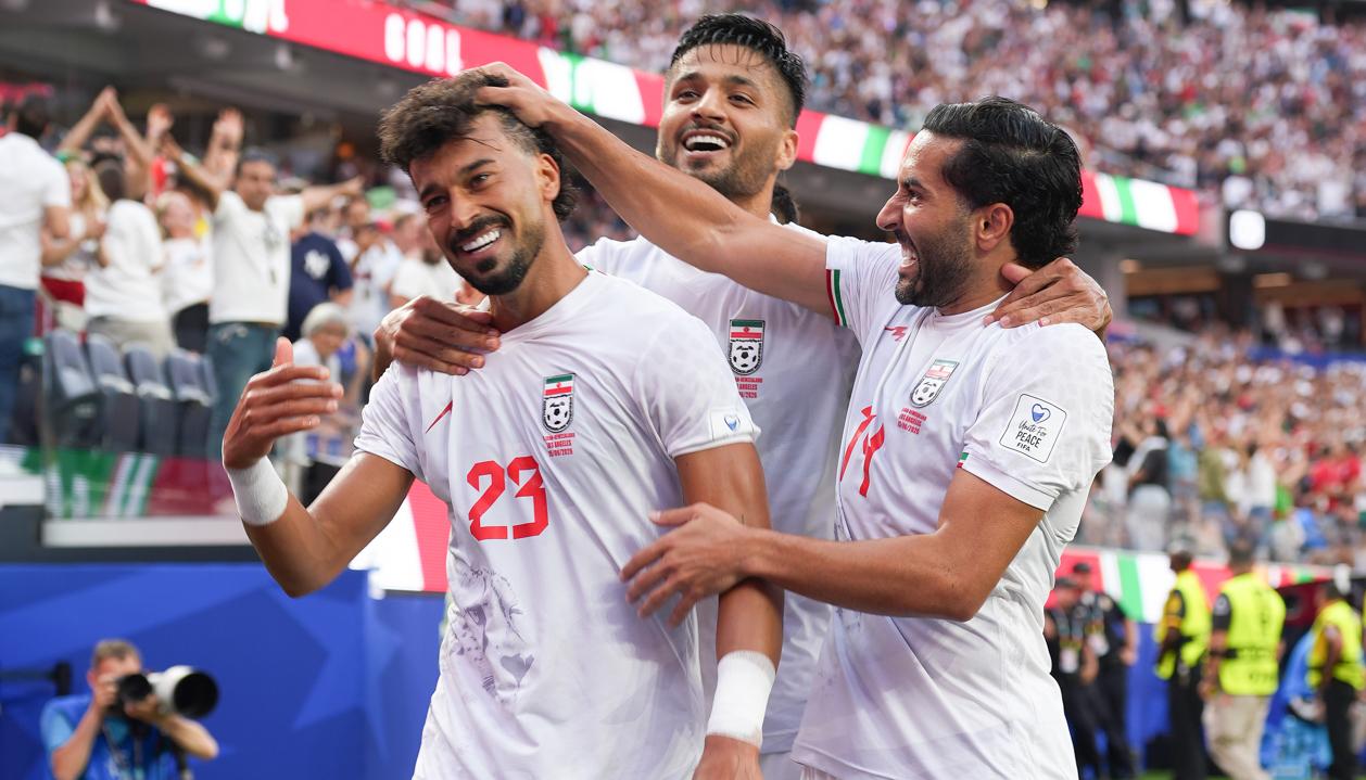 La celebración de los jugadores de Irán.