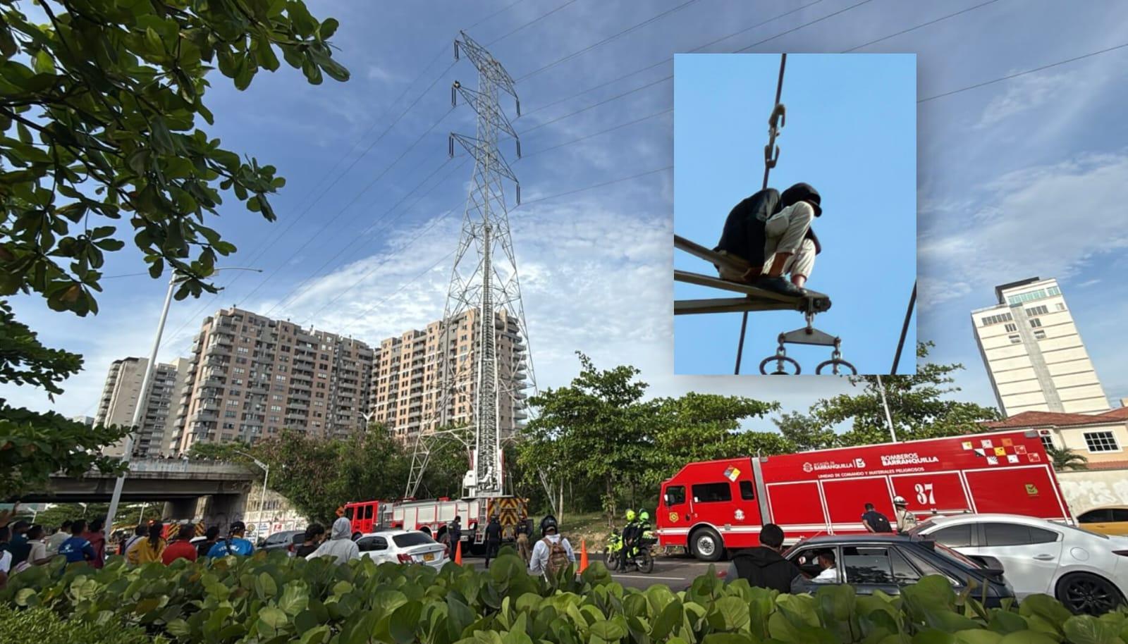 Lugar en donde se encuentra el hombre en lo alto de la torre de energía