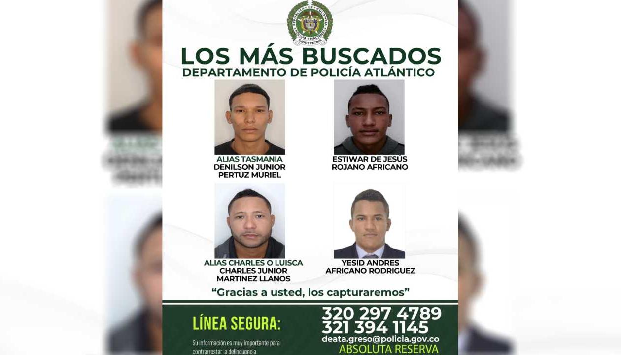 Cartel de más buscados en Atlántico.
