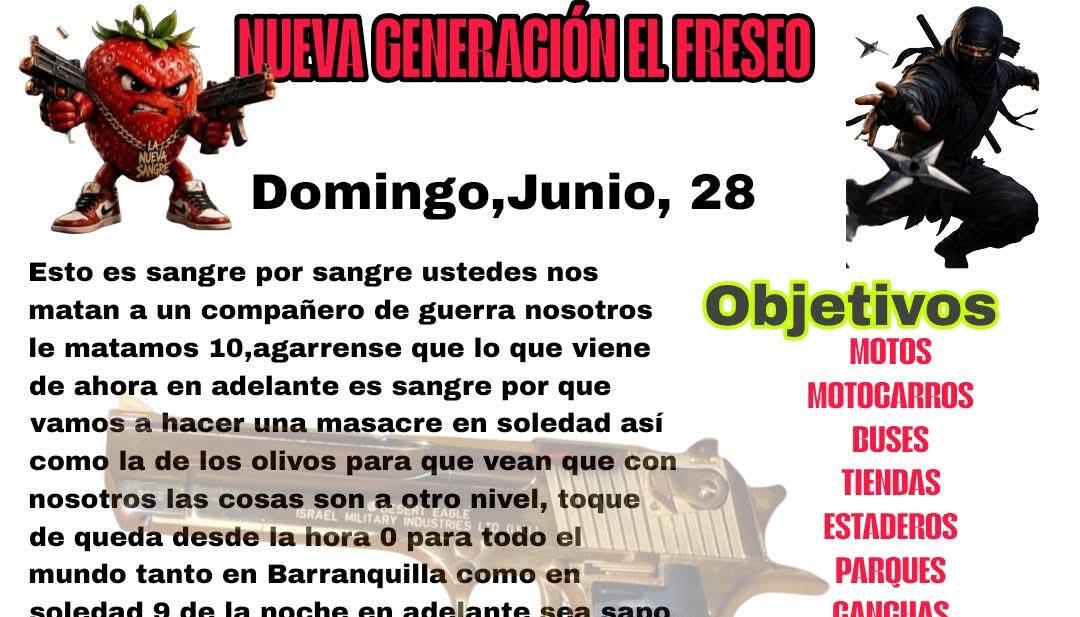 Panfleto que circula en redes sociales. 