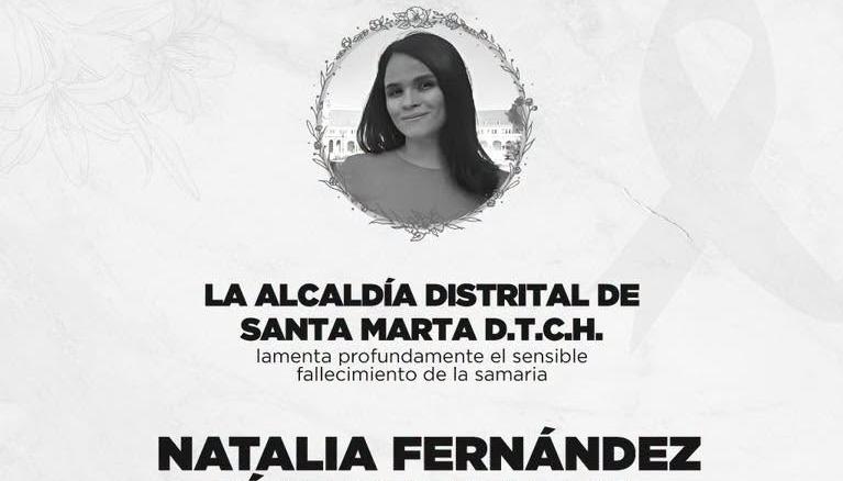 Post de la Alcaldía de Santa Marta sobre Natalia Fernández