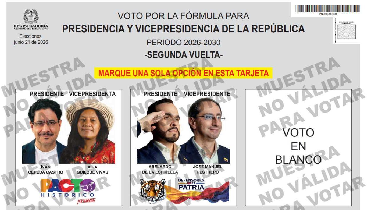 Tarjetón para la segunda vuelta.