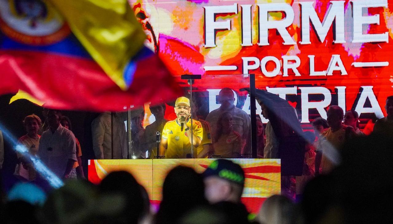 El candidato Abelardo De La Espriella en la celebración de su victoria en primera vuelta.