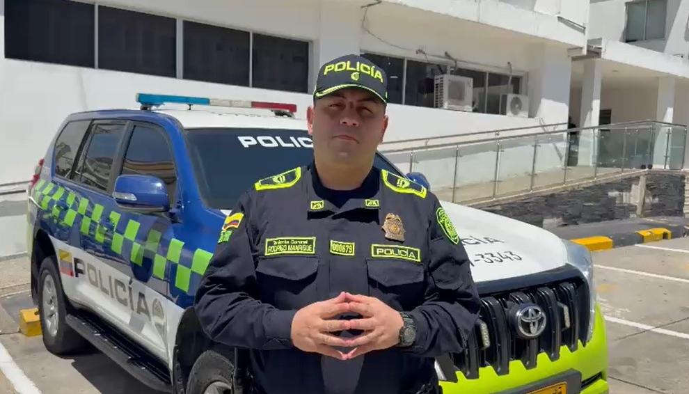 Teniente Coronel Rodrigo Manrique, comandante operativo de la Policía Metropolitana de Barranquilla.