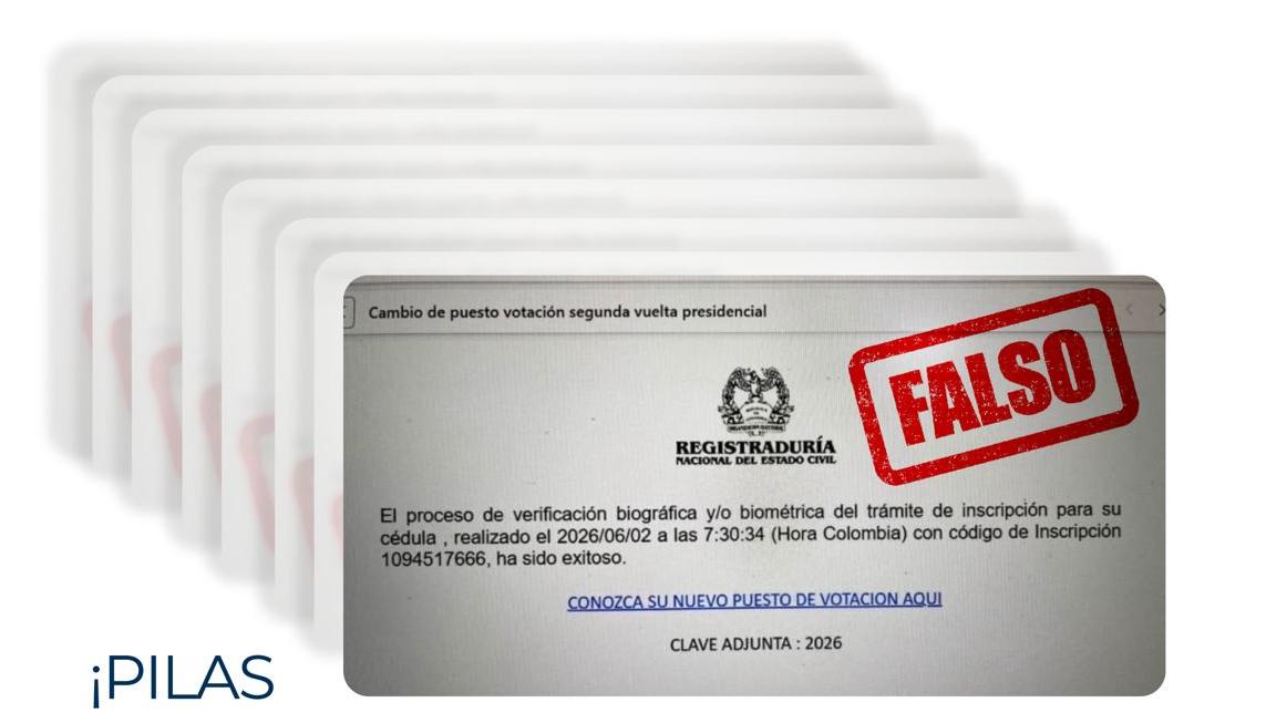 Aviso de alerta que hace la Registraduría. 