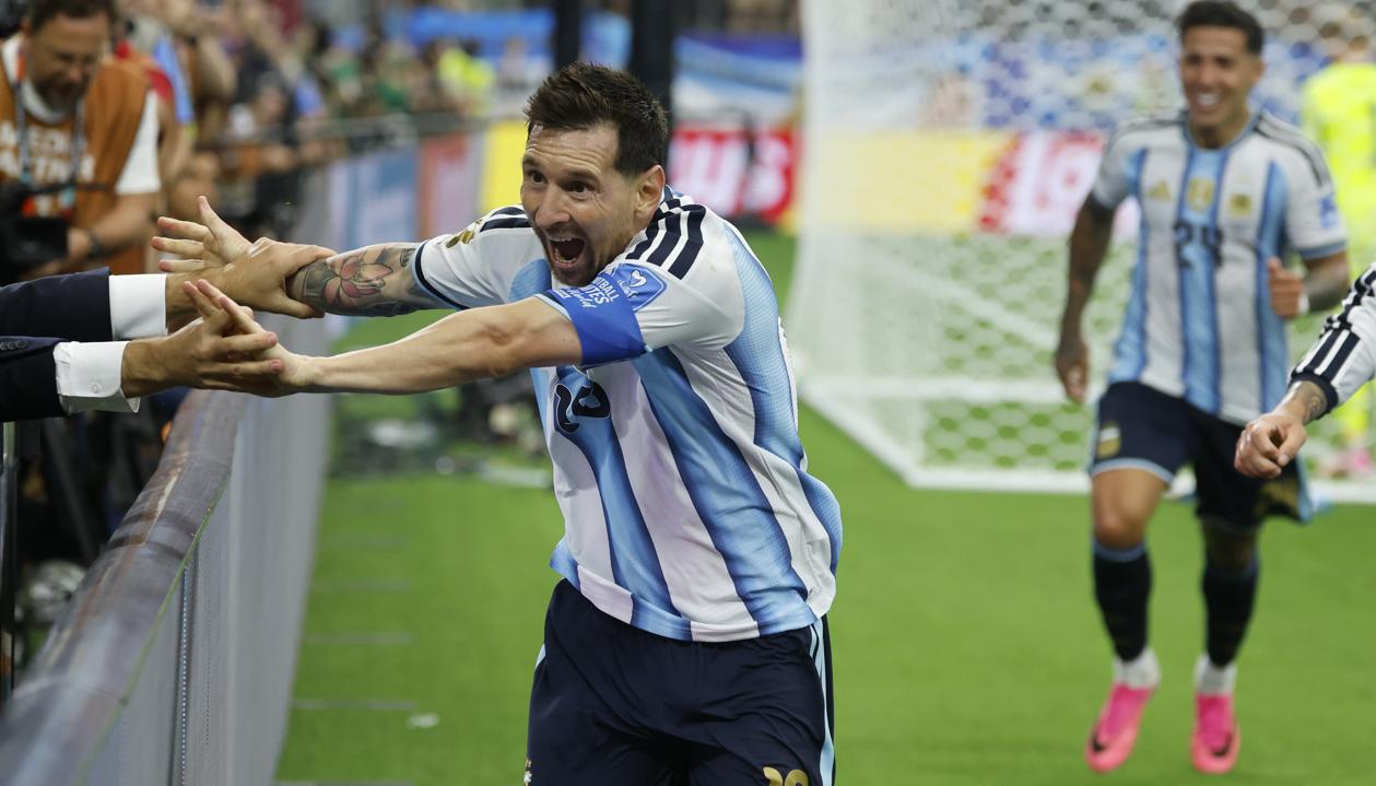 Lionel Messi en la celebración de su segundo gol ante Austria. 
