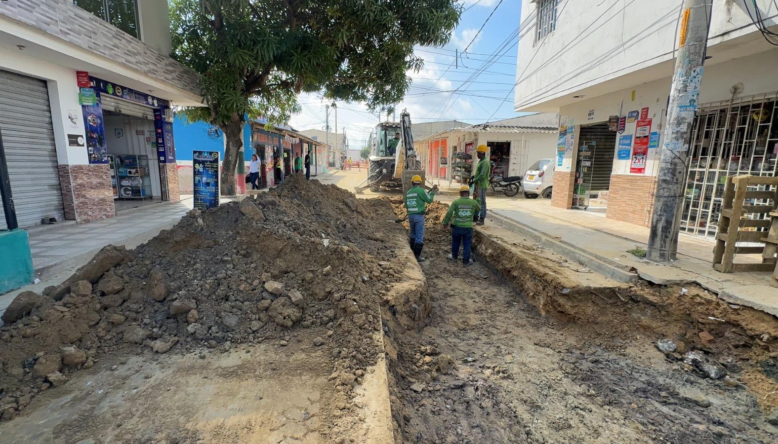 Aspecto de obras para ampliar cobertura en acueducto y alcantarillado. 