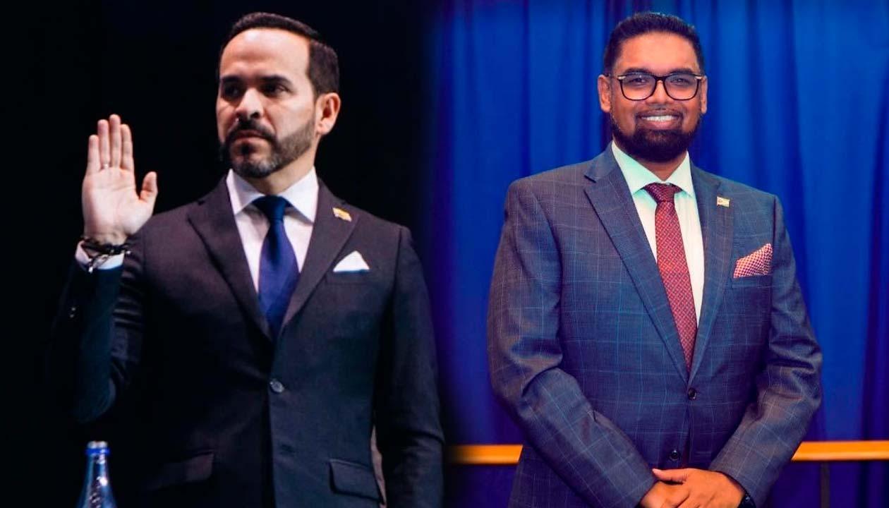 Abelardo De La Espriella y Mohamed Irfaan Ali, presidente electo de Colombia y presidente de Guyana, respectivamente.