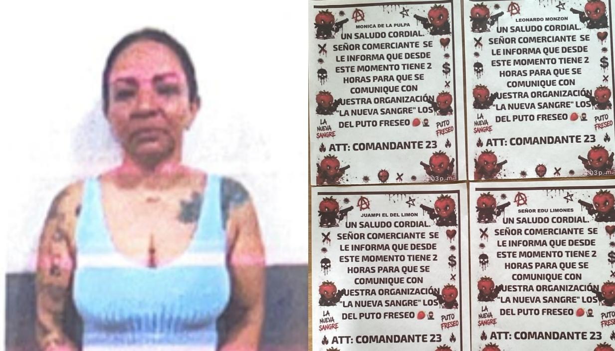 Karina Barajas Ariza, alias ‘La Chiqui’ y los panfletos que le encontraron. 