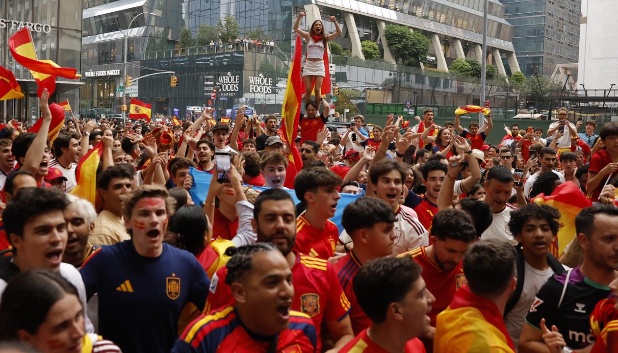 Los aficionados españoles en Nueva York.
