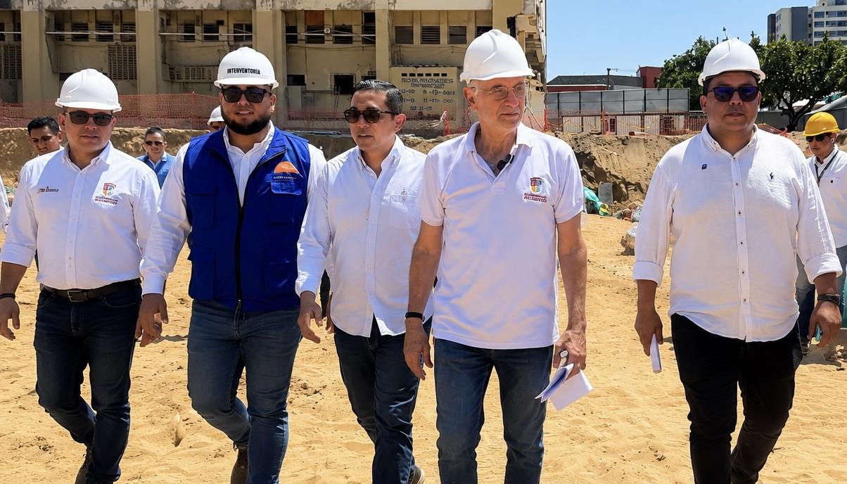 El gobernador del Atlántico, Eduardo Verano, visitando las obras.