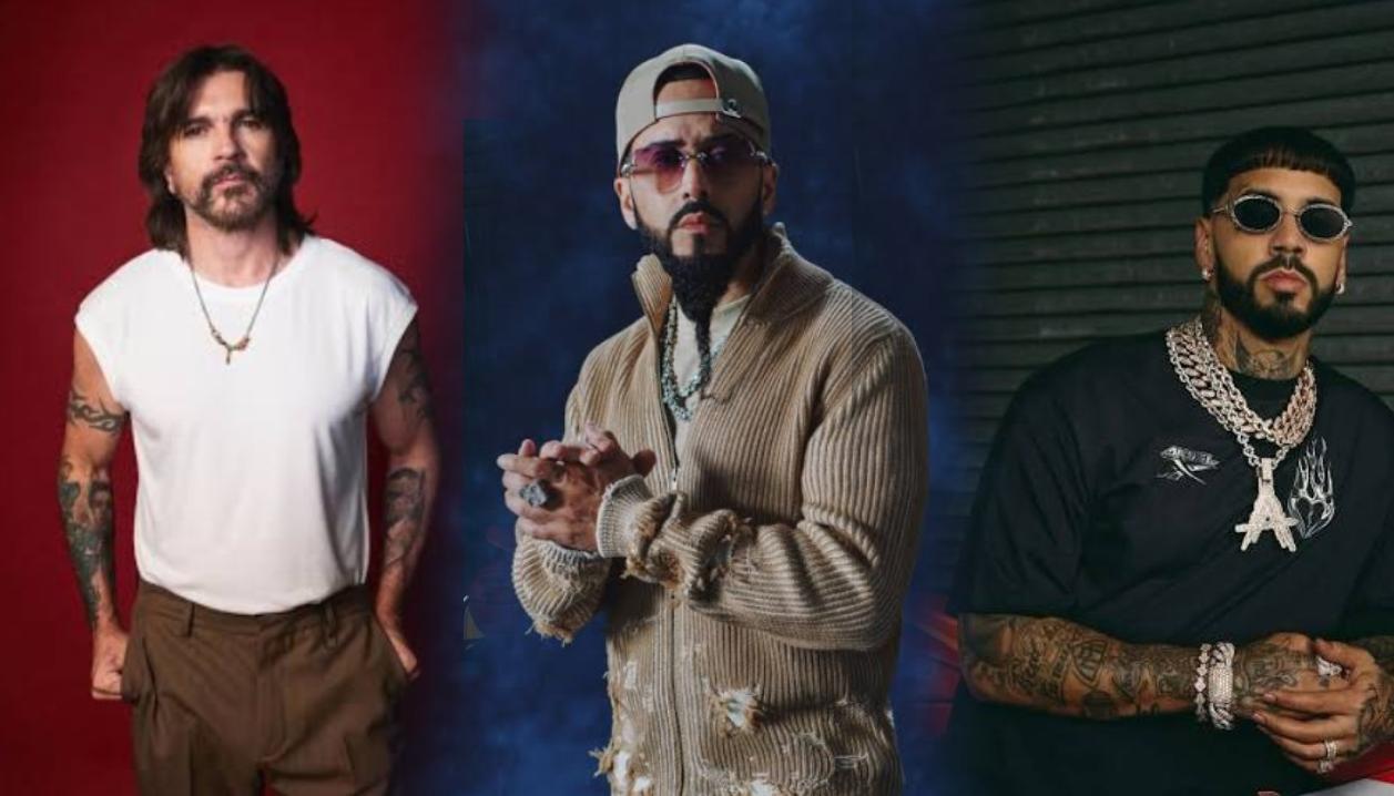 Los artistas Juanes, Yandel y Anuel AA.