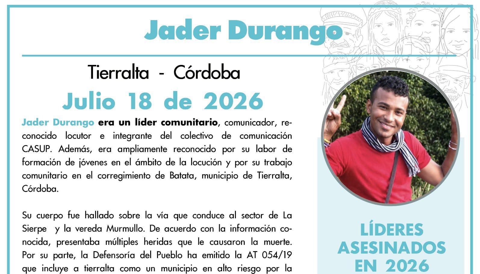 Comunicador y locutor colombiano Jader Durango. 
