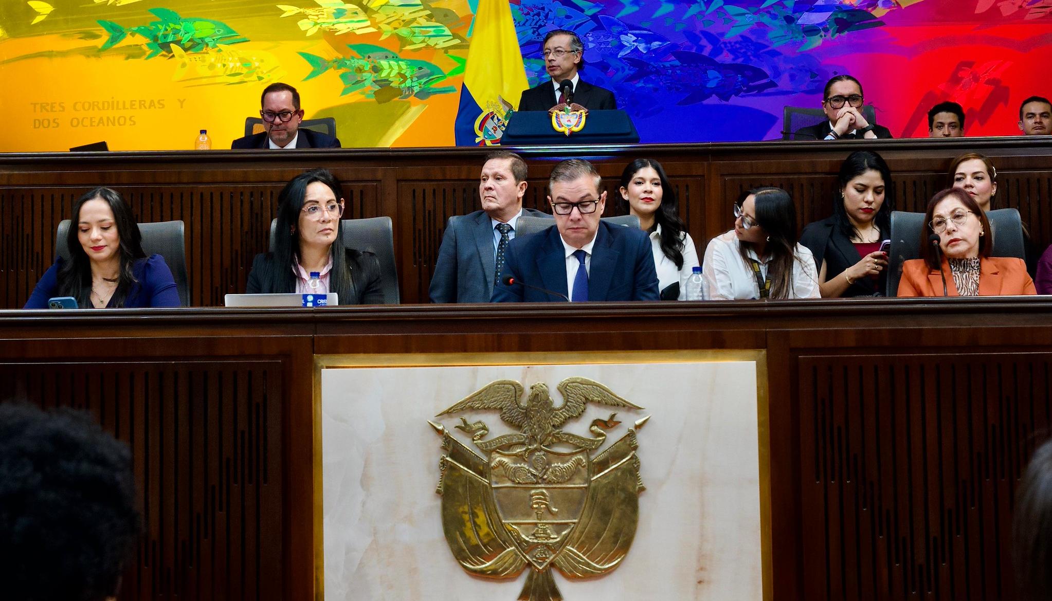 El Presidente Gustavo Petro durante su discurso.